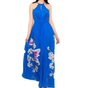 Betsy & Adam Chiffon Halter Maxi Dress 6